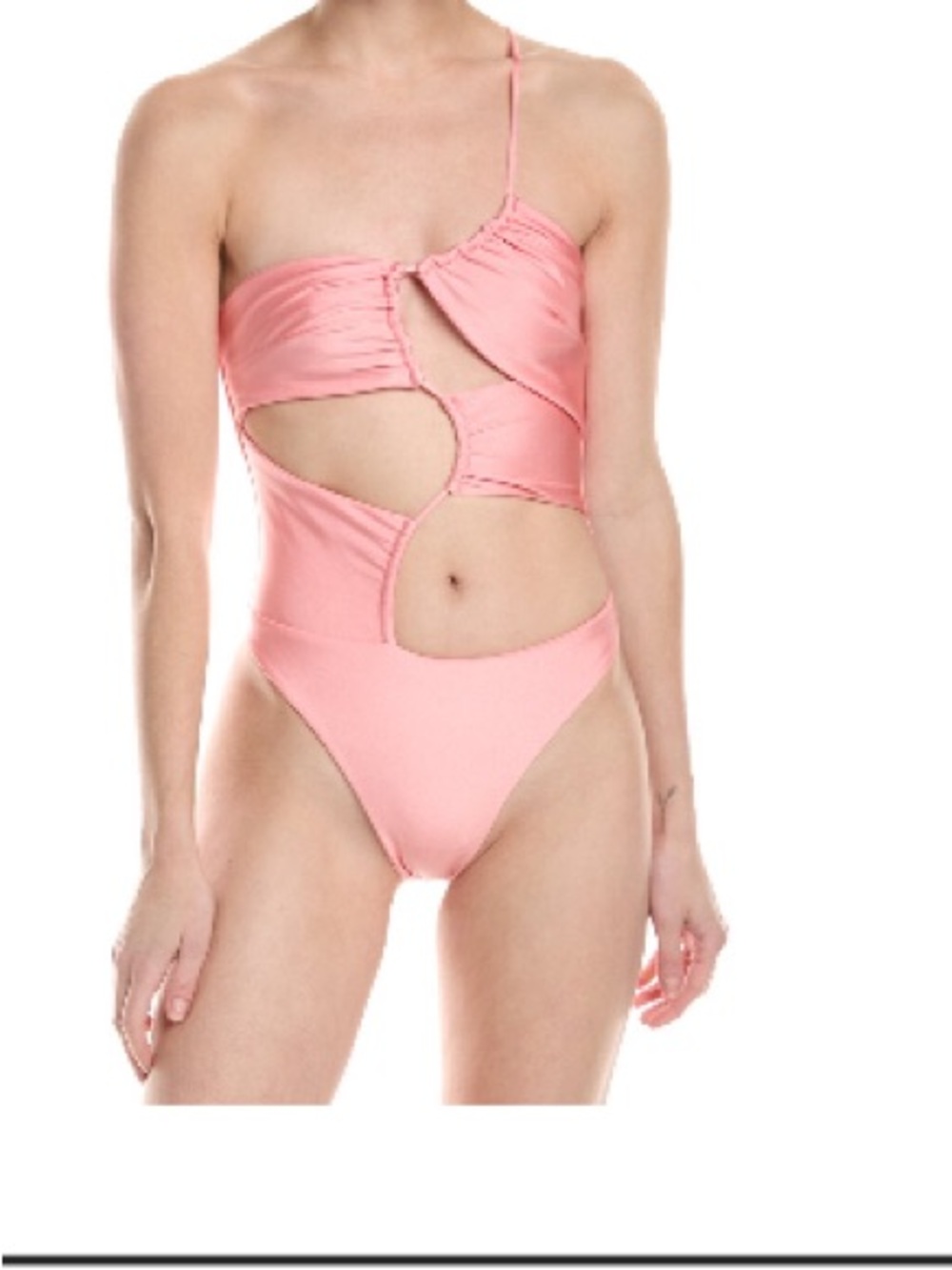Riot Pink One-Shoulder Cutout Kids One-Piece Swimsuit size M.